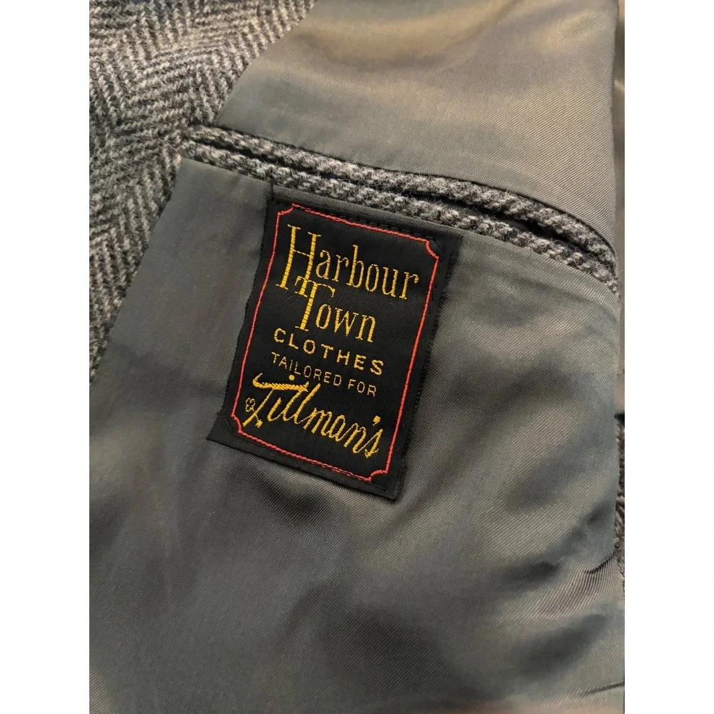 Vintage Harbour Town Harris Tweed Men's Blazer Gray Herringbone Wool Size 40R